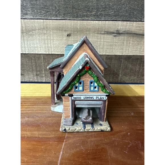 Dickens Keepsake Village Series Carpenter Wood Sawing Plant Lighted 1994 - Picture 3 of 6